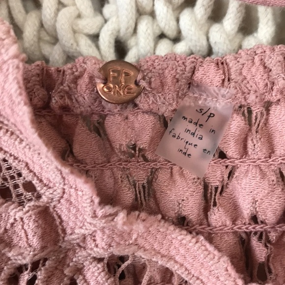 Free People boho Gypsy flowy pink lace mini dress sz Small - Picture 6 of 11
